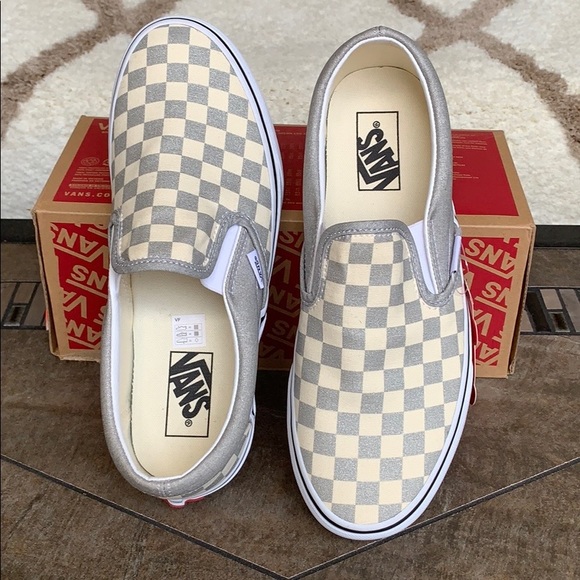 •VANS CLASSIC SLIP ON CHECKERBOARD SILVER WMNS - Picture 10 of 16